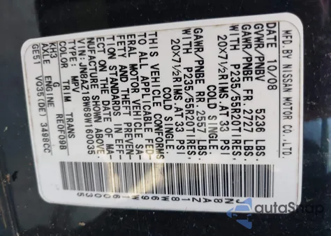 2009 Nissan Murano Le from USA, damaged, VIN JN8AZ18W69W160035